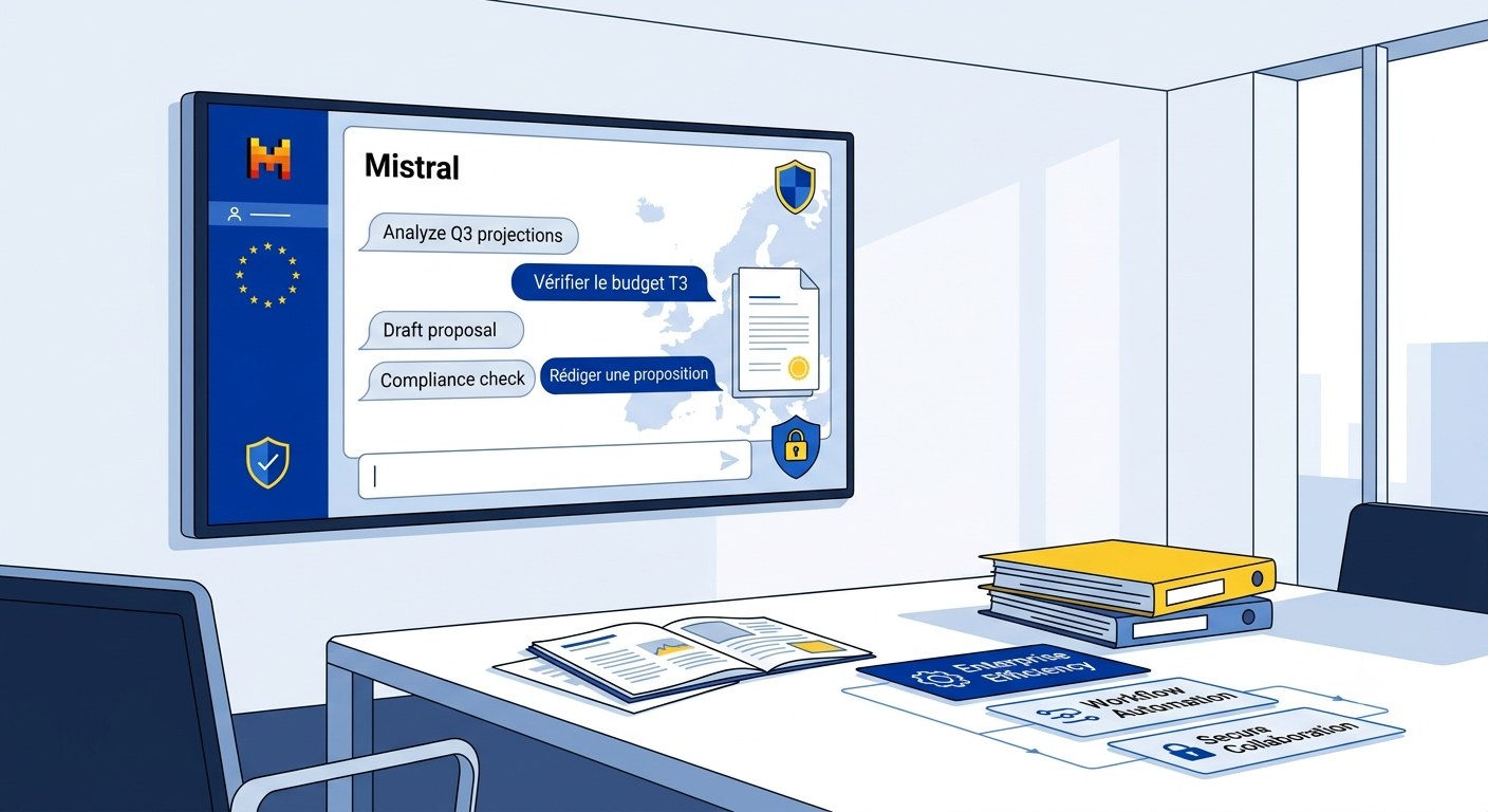 Mistral enterprise AI and multilingual deployment illustration