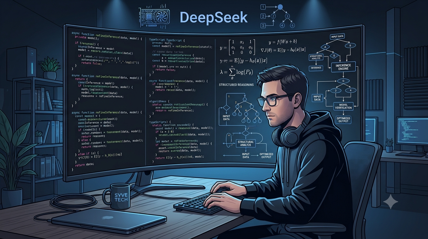 DeepSeek reasoning and technical AI model illustration